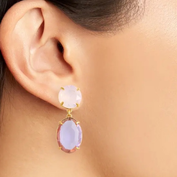 $168 Lele Sadoughi LAVENDER BLOSSOM CRYSTAL DROP EARRINGS - Picture 2 of 10